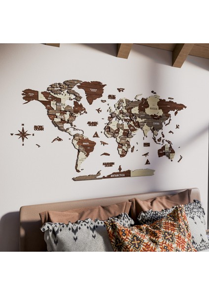 s 3 Boyutlu Ahşap Dünya Haritası, Ahşap Duvar Dekoru, Duvar Dekorasyon fırsatları