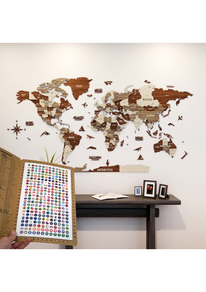 s 3 Boyutlu Ahşap Dünya Haritası, Ahşap Duvar Dekoru, Duvar Dekorasyon