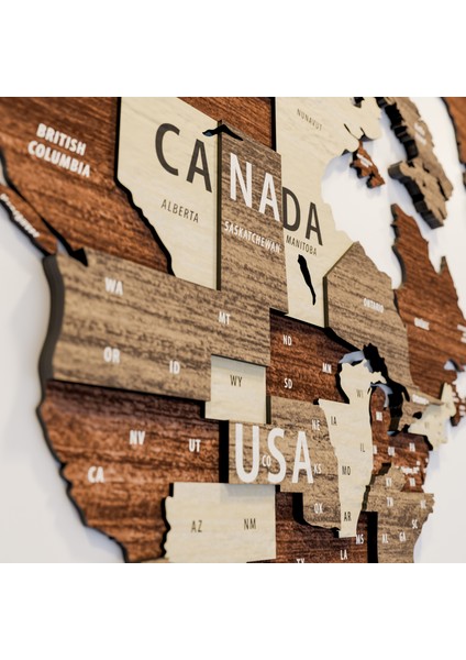 s 3 Boyutlu Ahşap Dünya Haritası, Ahşap Duvar Dekoru, Duvar Dekorasyon