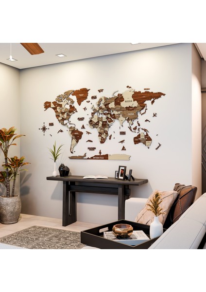 s 3 Boyutlu Ahşap Dünya Haritası, Ahşap Duvar Dekoru, Duvar Dekorasyon