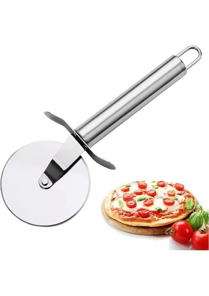 Büyük Boy Paslanmaz Çelik Pizza Ruleti Hamur Kesici