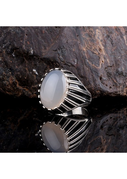 Ay Taşlı 925 Ayar Gümüş Erkek Yüzük fiyatları