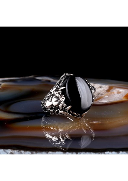 Onix Taşlı Aslan Model 925 Ayar Gümüş Erkek Yüzük fiyatları