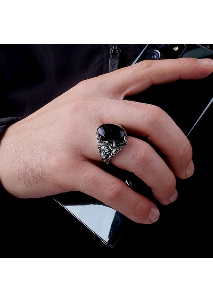 Onix Taşlı Aslan Model 925 Ayar Gümüş Erkek Yüzük fırsatları