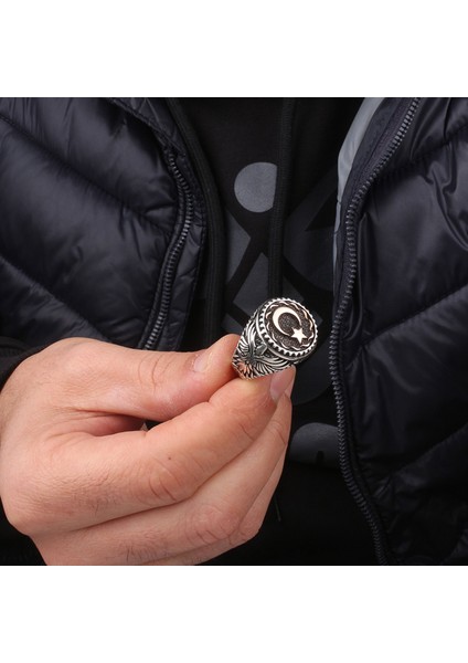 Ayyıldız Kartal Model 925 Ayar Gümüş Erkek Yüzük fırsatları