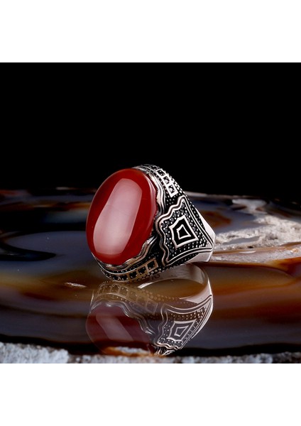 Akik Taşlı 925 Ayar Gümüş Erkek Yüzük fiyatları