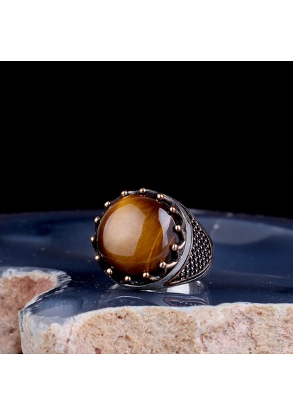 Kaplangözü Taşlı Oval Model 925 Ayar Gümüş Erkek Yüzük fiyatları