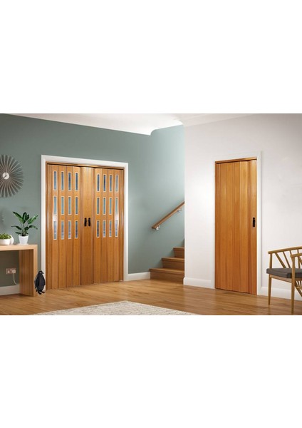 Meşe Renkli Camsız 12 mm - En 117 cm Akordiyon Kapı modelleri