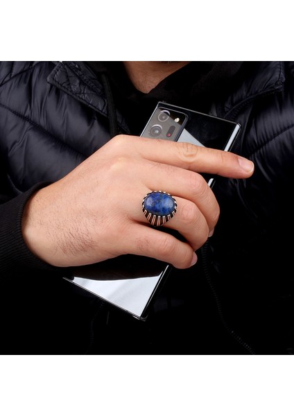 Lapis Taşlı 925 Ayar Gümüş Erkek Yüzük modelleri