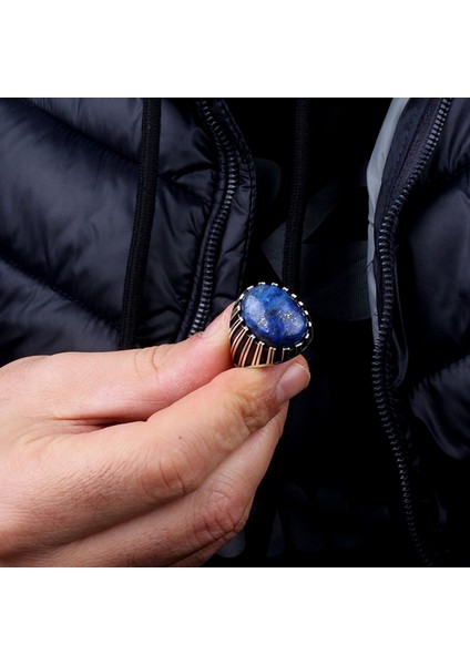Lapis Taşlı 925 Ayar Gümüş Erkek Yüzük fırsatları
