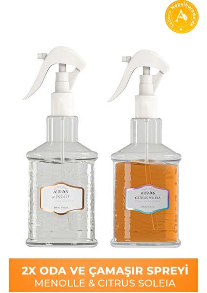 Menolle ve Citrus Soleia Oda ve Çamaşır Spreyi Oda Kokusu Oda Spreyi 2'li Set 350ML