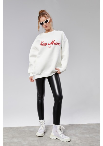 Fancy Kadın Nakışlı Sweat Ekru modelleri