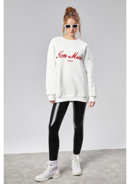 Fancy Kadın Nakışlı Sweat Ekru fırsatları
