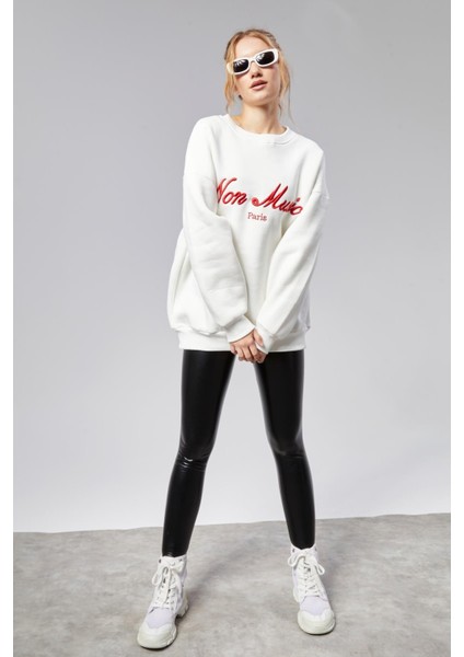 Fancy Kadın Nakışlı Sweat Ekru indirimleri