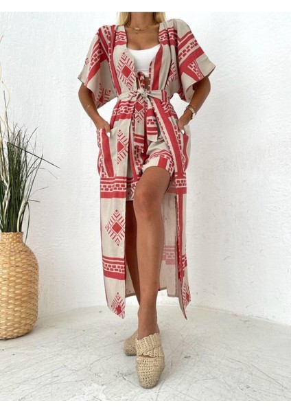 Kadın Keten Şortlu Kimino Takım fiyatları