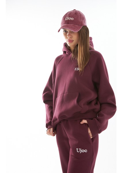 Kadın/kapüşonlu /uzun Kol /ön Nakışlı / Oversize Sweatshirt