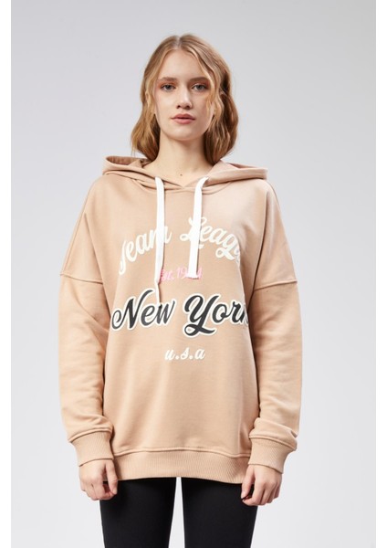 Fancy Kadın Kapşonlu Sweat Bejj