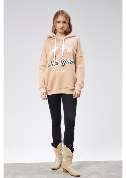 Fancy Kadın Kapşonlu Sweat Bejj fiyatları