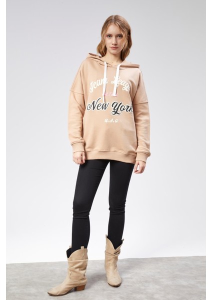 Fancy Kadın Kapşonlu Sweat Bejj modelleri