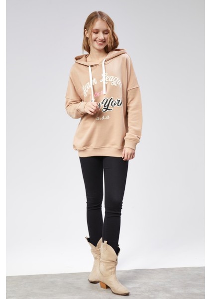 Fancy Kadın Kapşonlu Sweat Bejj fırsatları