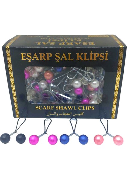 Renkli 100 Parça Eşarp Başörtü - Şal Klipsi (4886)