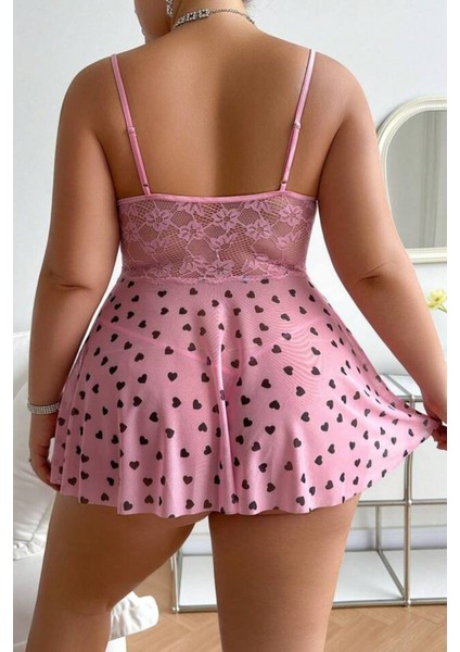Pembe Kalp Desenli Pinterest Gecelik