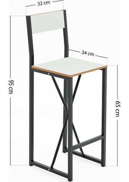 Bar Sandalyesi Mutfak Sandalyesi Otel Cafe Sandalye Beyaz 1565