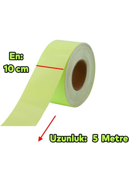 Gece Parlayan Fotolümen En 10 cm Reflektörlü 5 Metre Ikaz Yeşil Fosforlu Reflektif Düz Şerit Bant fiyatları