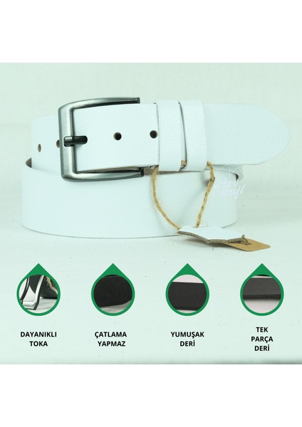 Parscraft Hakiki Manda Derisi Erkek Kemer 4,5 cm Beyaz Kot Pantolon Spor Kemer fiyatları