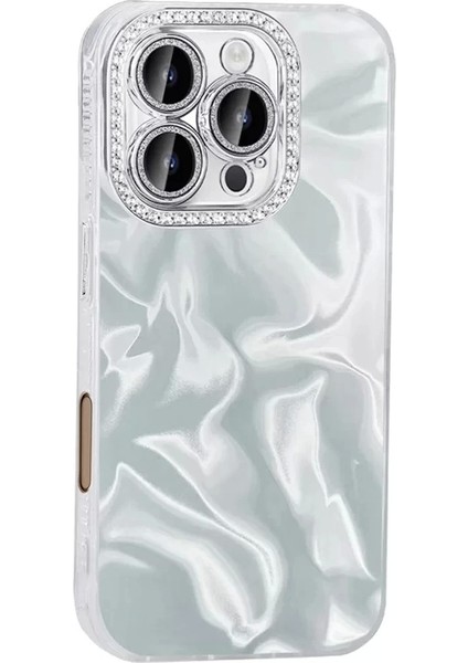 iPhone 16 Pro Kılıf Airbagli Parlak Taş Detay Tasarımlı Lopard Esila Kapak
