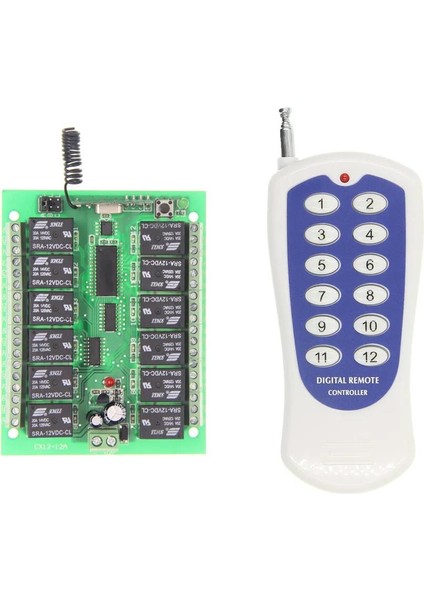 12V 433MHz 12 Kanallı Kablosuz Kumandalı RF Alıcılı Röle Modülü Kutu Dahil