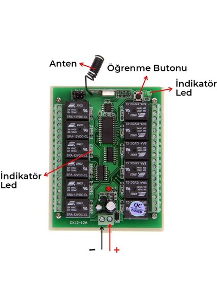 12V 433MHz 12 Kanallı Kablosuz Kumandalı RF Alıcılı Röle Modülü Kutu Dahil fiyatları