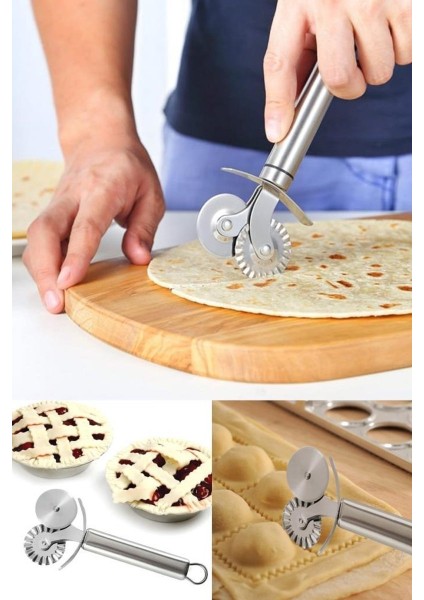 Çift Başlıklı Pizza Mantı Kesici Hamur Kesme Aparatı