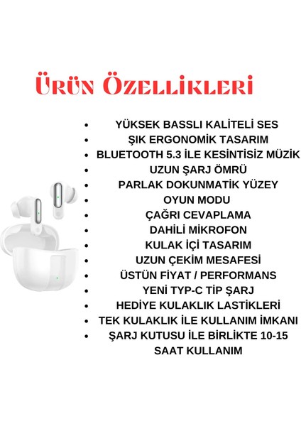 Dx-58 Beyaz Kablosuz Bluetooth Kulaklık - Şık Tasarım, Yüksek Bass, Uzun Şarj, Dahili Mikrofon