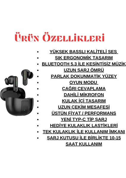 Dx-58 Kablosuz Bluetooth Kulaklık - Şık Tasarım, Yüksek Bass, Uzun Şarj, Oyun Modu, Dahili Mikrofon