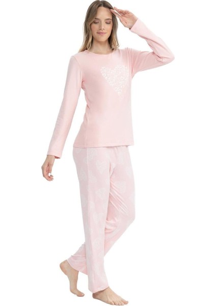 Kadın Pembe Yuvarlak Yaka Pijama Takımı 17108 fiyatları