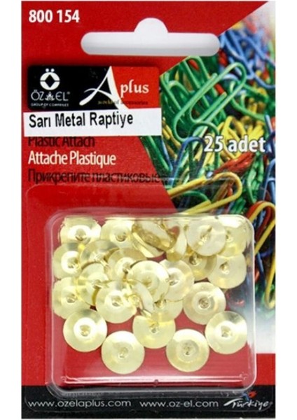 Sarı Metal Raptiye 100 Adet , Harita Çivisi, Pano Çivisi 800 154