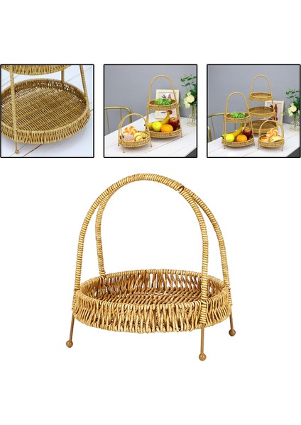 Rattan Dokuma Sepet Depolama Sepeti Atıştıık Sepeti Depolama 1 Katlı (Yurt Dışından)