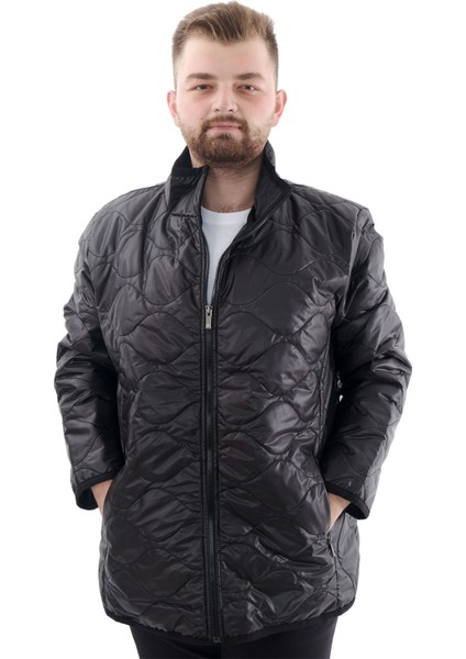Mode Xl Erkek Büyük Beden Dik Yaka Kışlık Mont U24610 Siyah