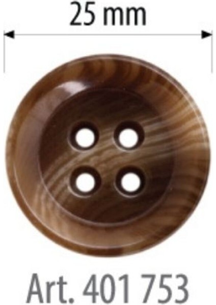 Büyük Boy Kahverengi Düğme 6 Adet 25 Mm, Etek, Kazak Düğmesi 401 753