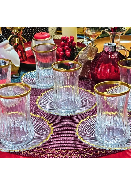 Elysia Gold Detaylı Çay Bardağı Seti