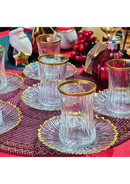 Elysia Gold Detaylı Çay Bardağı Seti