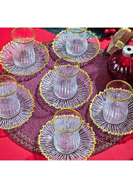 Elysia Gold Detaylı Çay Bardağı Seti