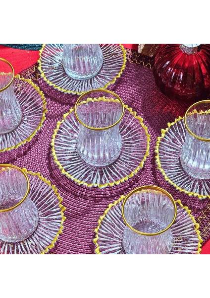 Elysia Gold Detaylı Çay Bardağı Seti