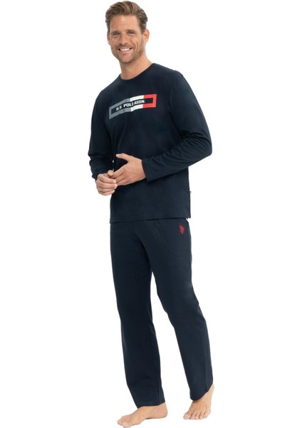 Erkek Lacivert Yuvarlak Yaka Pijama Takımı 18828