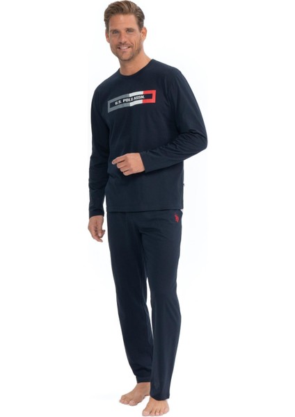 Erkek Lacivert Yuvarlak Yaka Pijama Takımı 18828