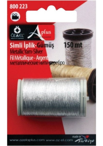 Özel Simli Gümüş Rengi Dikiş Ipliği Mini Makara 150 mt