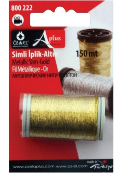 Özel Simli Altın Rengi Dikiş Ipliği Mini Makara 150 mt
