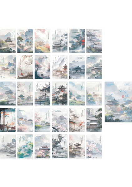 Puslu Ve Neon Giysiler Manzara Şiirleri Antik Stil Sıcak Damgalama Kartpostallar Duvar Çıkartmaları Dekoratif Tebrik Kartları (30 Fotoğraf) (Yurt Dışından)