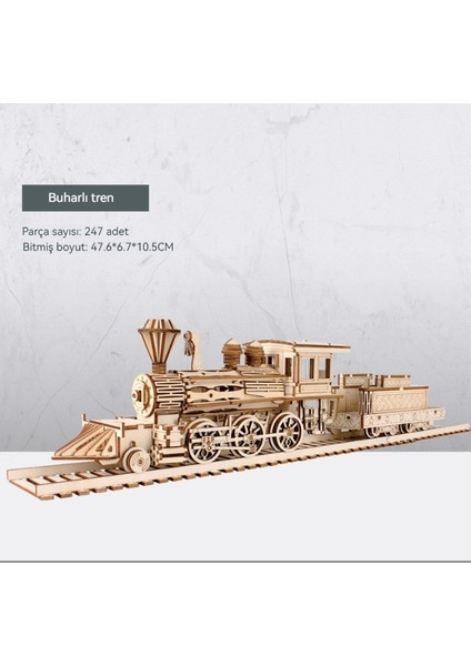 Buharlı Tren Ahşap 3D Bulmaca Çocuk Eğitici Oyuncak Çocuk Elle Monte Bulmaca Modeli (Yurt Dışından)